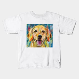 Artistic and Colorful Painting of Golden Retriever Smiling Kids T-Shirt